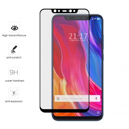 Protector Cristal Templado Frontal Completo Negro para Xiaomi Mi 8 / Mi 8 Pro Vidrio