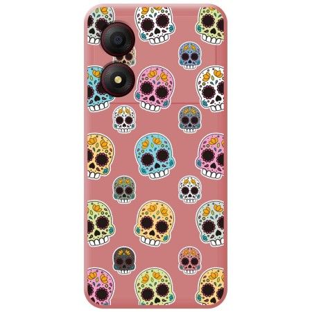 Funda Silicona Líquida Rosa para Zte Blade A34 4G diseño Catrina Dibujos