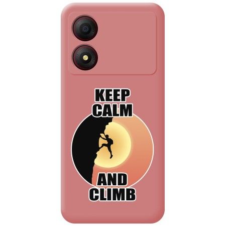 Funda Silicona Líquida Rosa para Zte Blade A34 4G diseño Hombre Escalada Dibujos