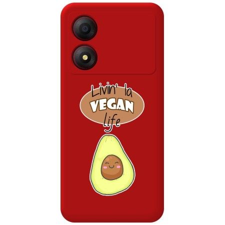Funda Silicona Líquida Roja para Zte Blade A34 4G diseño Vegan Life Dibujos