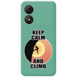 Funda Silicona Líquida Verde para Zte Blade A34 4G diseño Hombre Escalada Dibujos