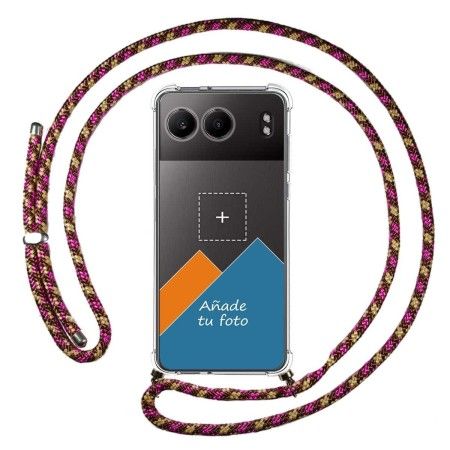 Personaliza tu Funda Colgante Transparente para Oneplus Nord 4 5G con Cordon Rosa / Dorado Dibujo Personalizada