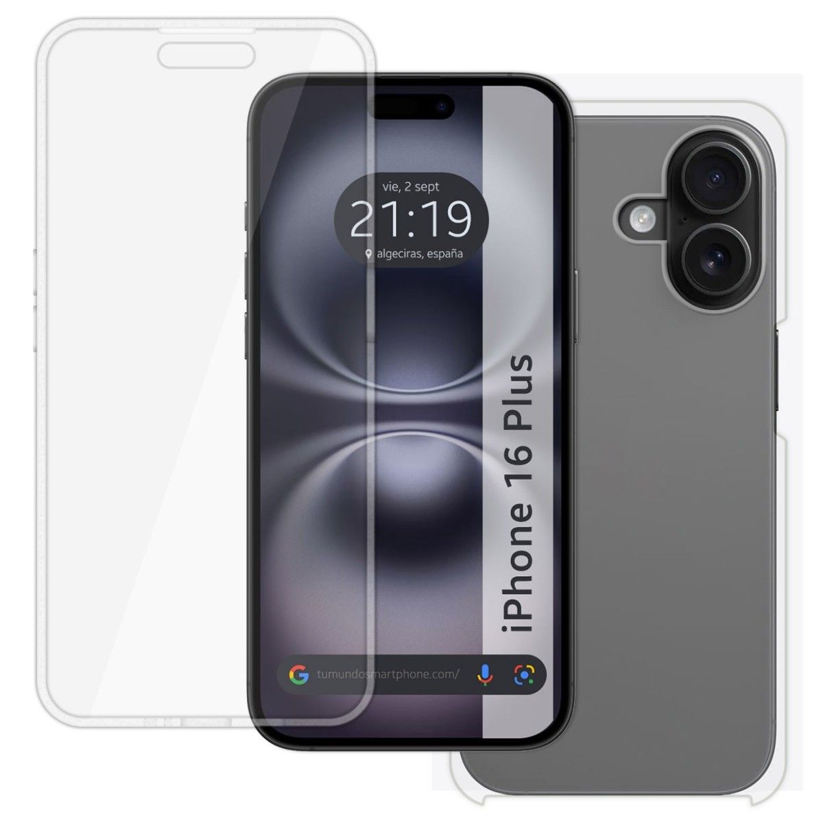 Funda Doble Transparente Pc + Tpu Full Body 360 para Iphone 16 Plus (6.7)