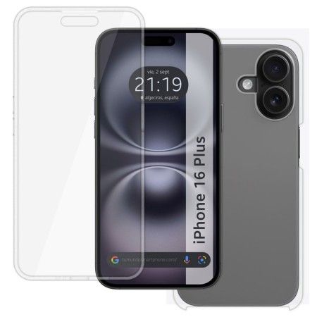 Funda Doble Transparente Pc + Tpu Full Body 360 para Iphone 16 Plus (6.7)