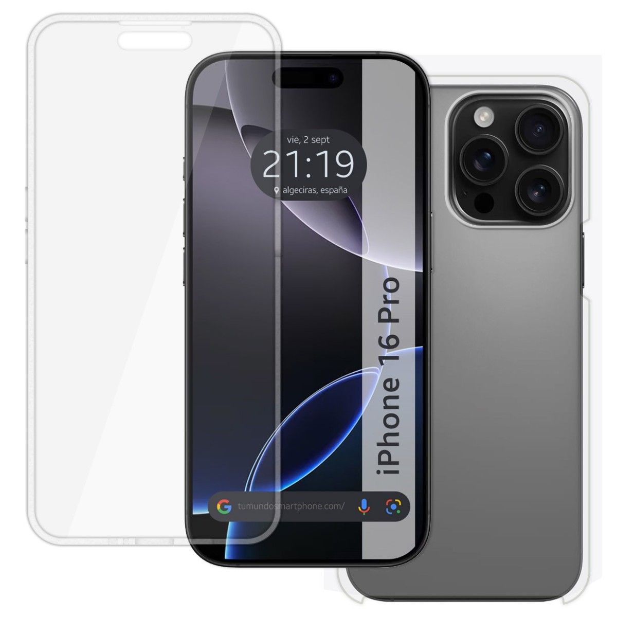 Funda Doble Transparente Pc + Tpu Full Body 360 para Iphone 16 Pro (6.3)