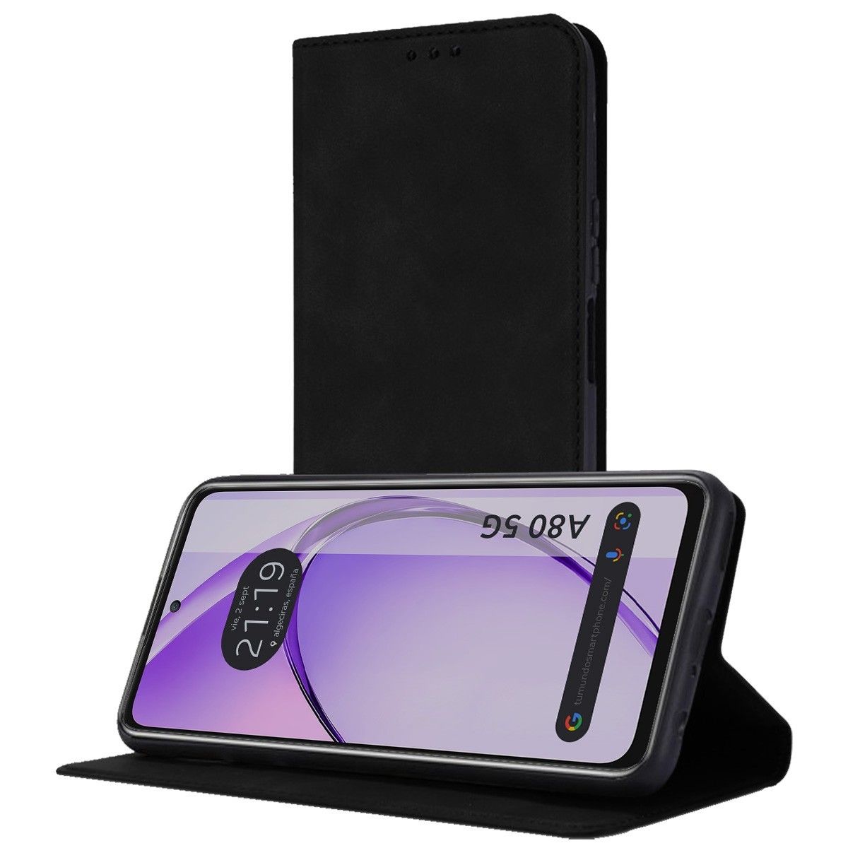 Funda Libro de Polipiel con tarjetero para Oppo A80 5G color Negra