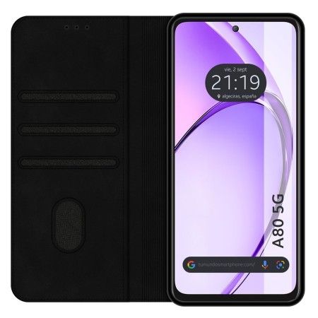 Funda Libro de Polipiel con tarjetero para Oppo A80 5G color Negra