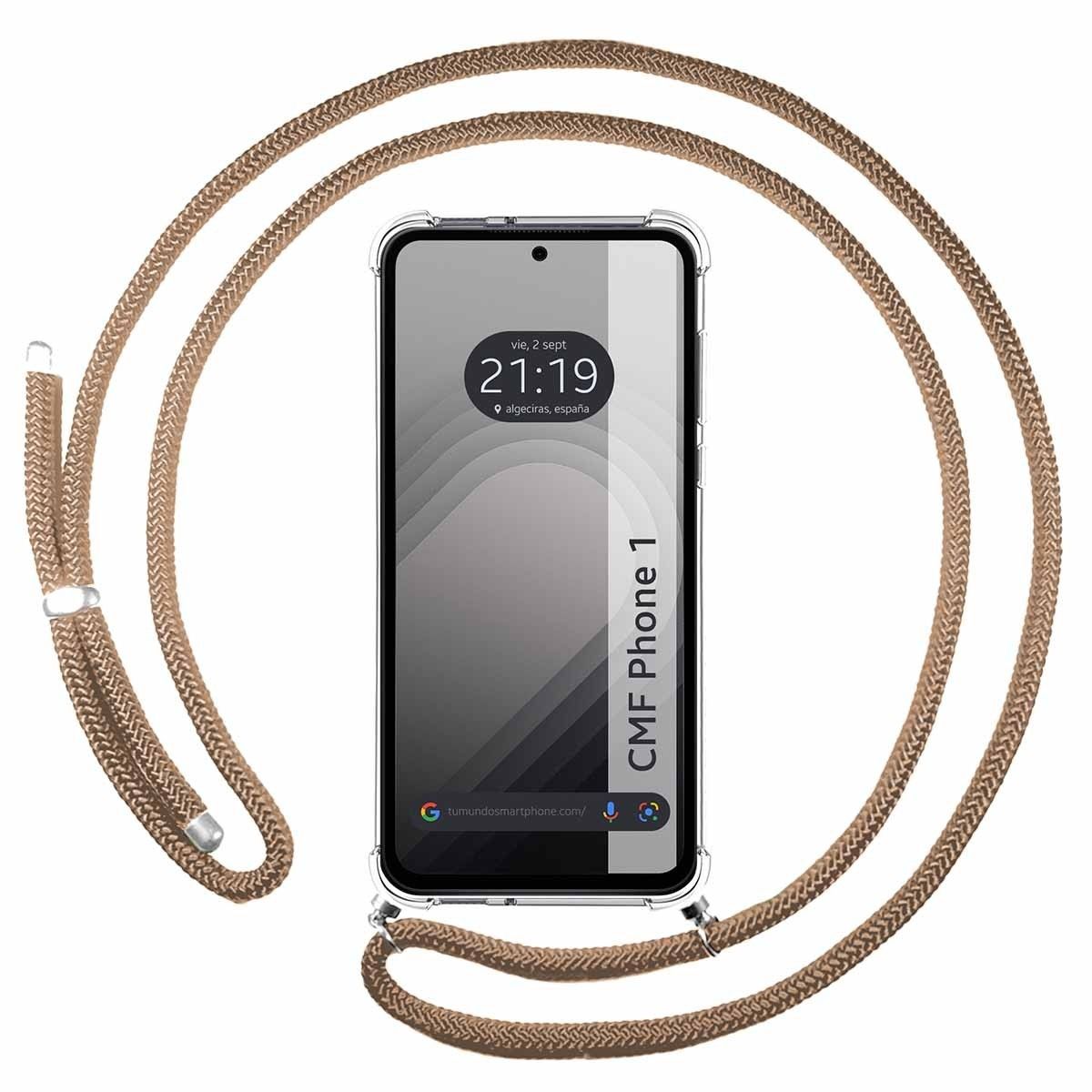 Funda Colgante Transparente para Nothing CMF Phone 1 con Cordon Camel