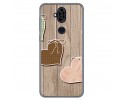 Funda Gel Tpu para Asus Zenfone 5 Lite Zc600Kl Diseño Corazones Madera Dibujos