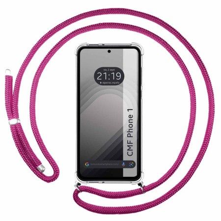 Funda Colgante Transparente para Nothing CMF Phone 1 con Cordon Rosa Fucsia