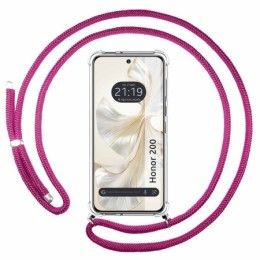 Funda Colgante Transparente para Huawei Honor 200 5G con Cordon Rosa Fucsia