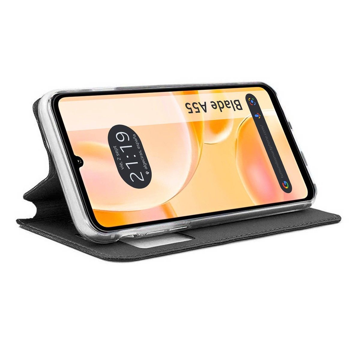 Funda Libro Soporte con Ventana para Zte Blade A35 / A55 color Negra