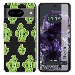 Funda Silicona Transparente para Google Pixel 8 5G diseño Cactus Dibujos