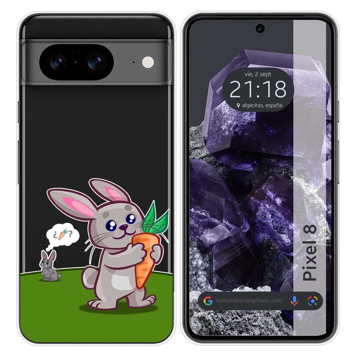 Funda Silicona Transparente para Google Pixel 8 5G diseño Conejo Dibujos