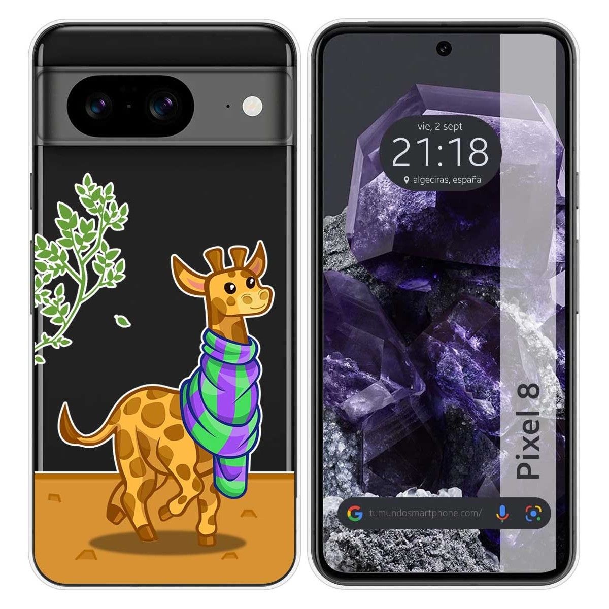Funda Silicona Transparente para Google Pixel 8 5G diseño Jirafa Dibujos