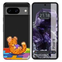 Funda Silicona Transparente para Google Pixel 8 5G diseño Leopardo Dibujos