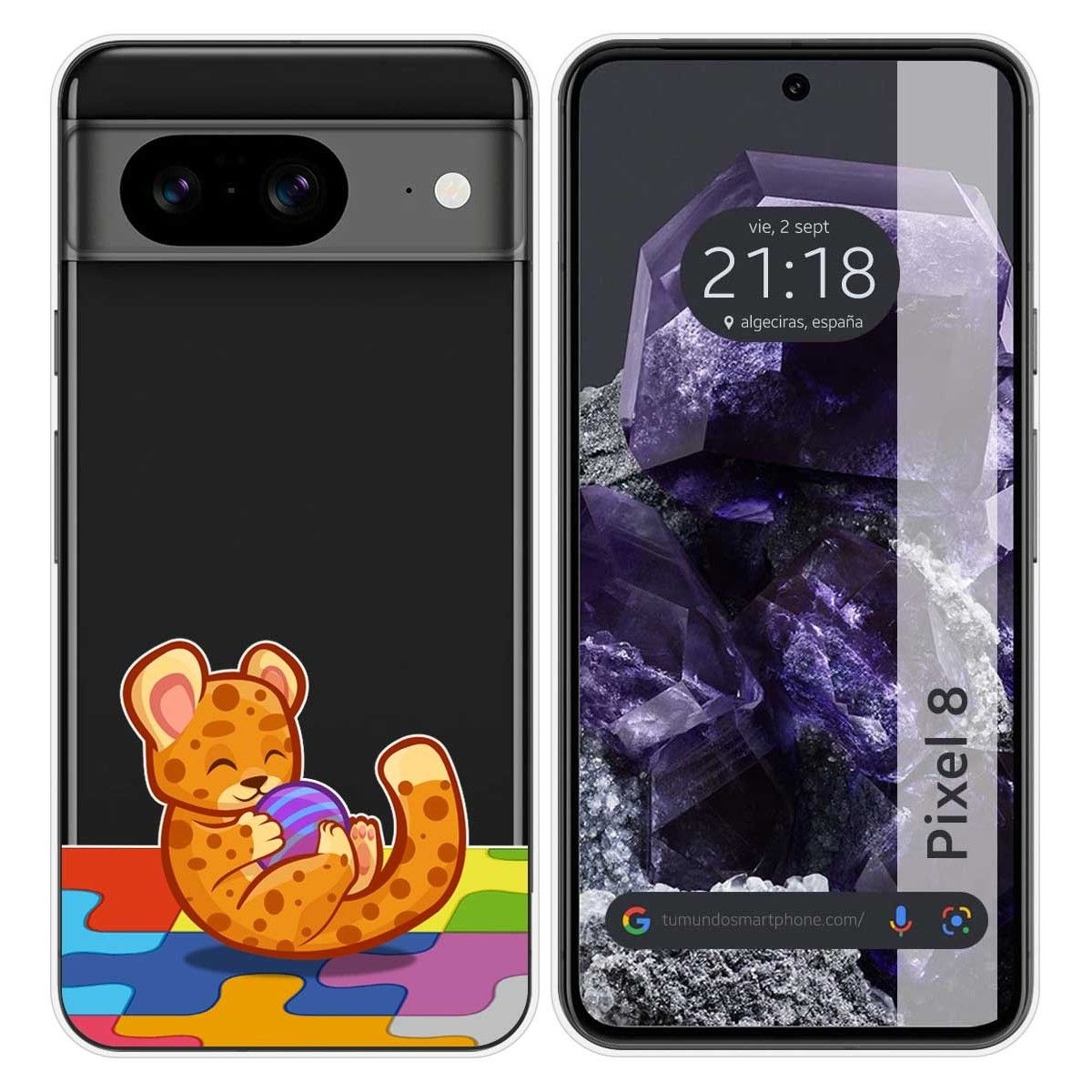 Funda Silicona Transparente para Google Pixel 8 5G diseño Leopardo Dibujos