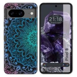 Funda Silicona Transparente para Google Pixel 8 5G diseño Mandala Dibujos