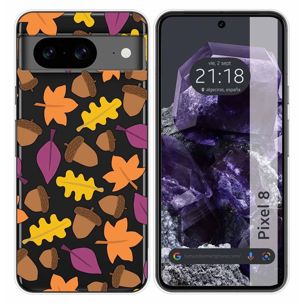 Funda Silicona Transparente para Google Pixel 8 5G diseño Otoño Dibujos