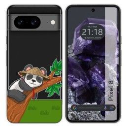 Funda Silicona Transparente para Google Pixel 8 5G diseño Panda Dibujos