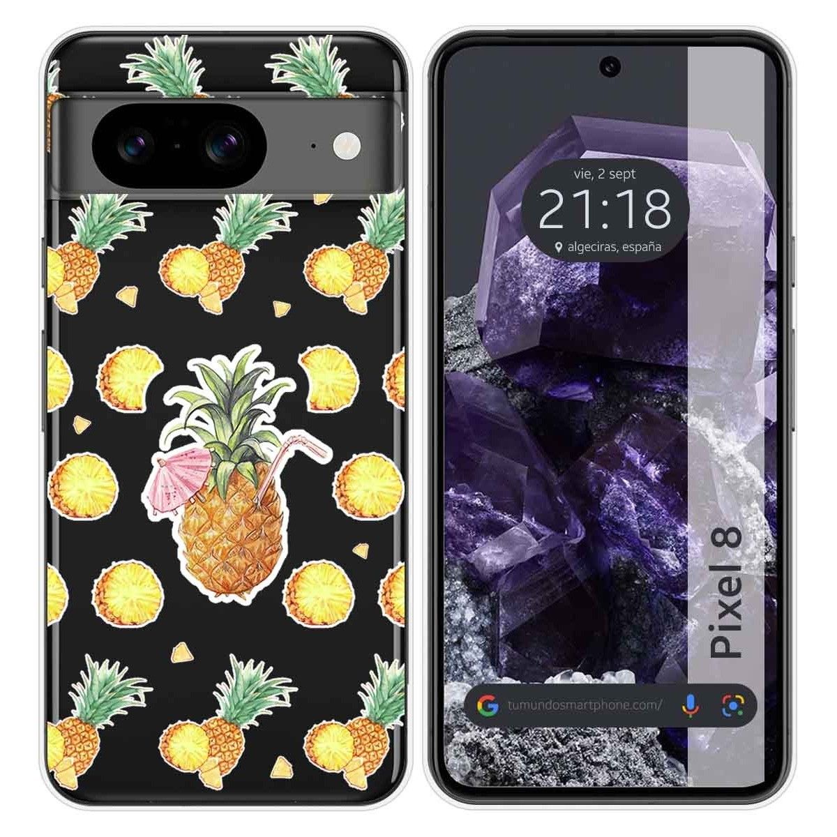 Funda Silicona Transparente para Google Pixel 8 5G diseño Piña Dibujos