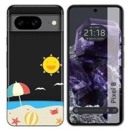 Funda Silicona Transparente para Google Pixel 8 5G diseño Playa Dibujos