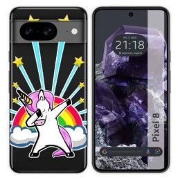 Funda Silicona Transparente para Google Pixel 8 5G diseño Unicornio Dibujos