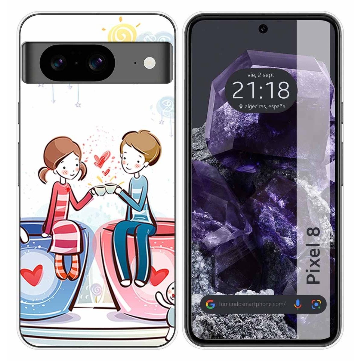 Funda Silicona para Google Pixel 8 5G diseño Café Dibujos