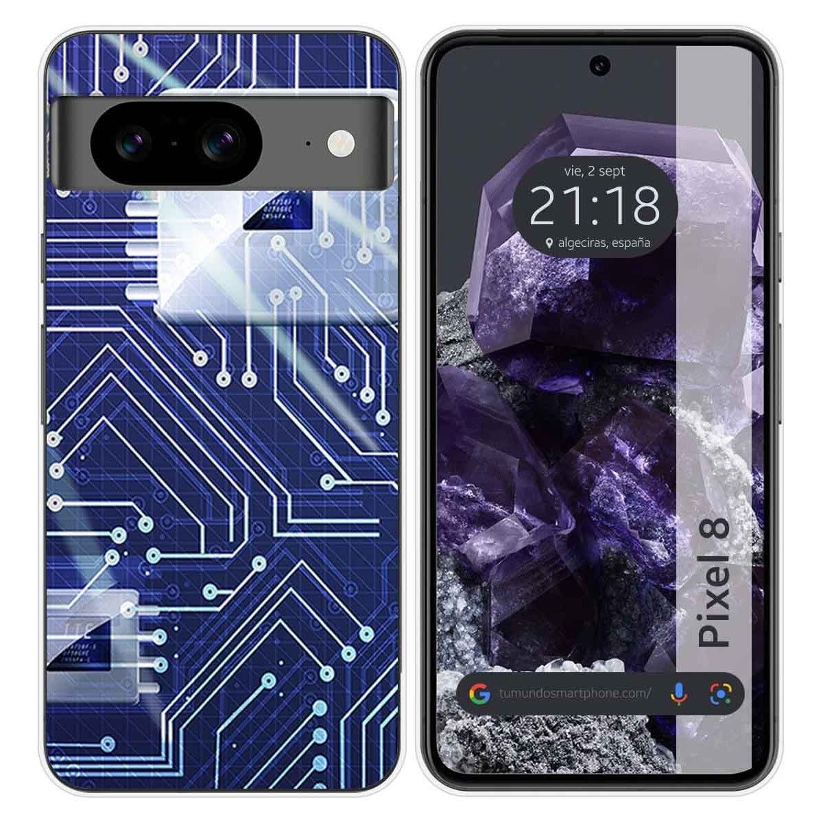 Funda Silicona para Google Pixel 8 5G diseño Circuito Dibujos
