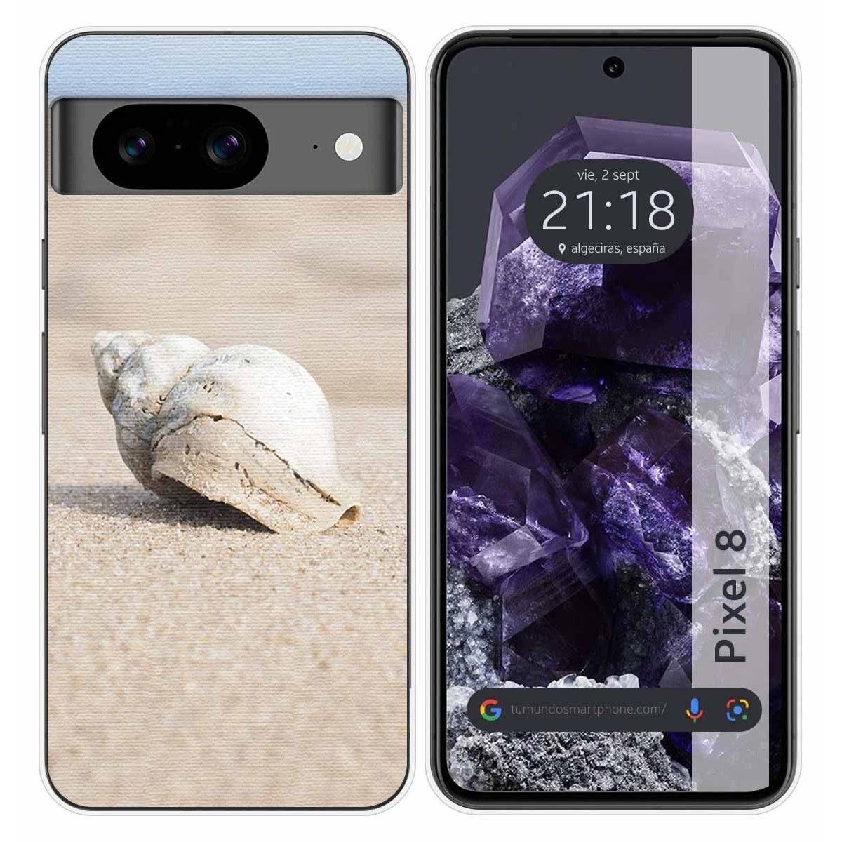 Funda Silicona para Google Pixel 8 5G diseño Concha Dibujos