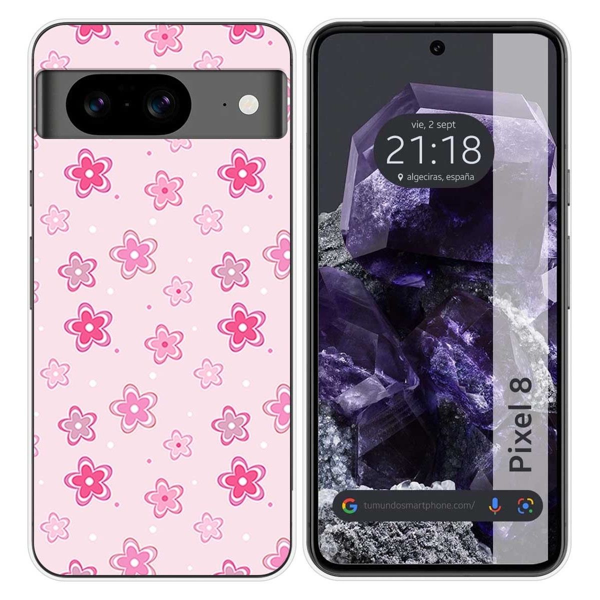 Funda Silicona para Google Pixel 8 5G diseño Flores Dibujos