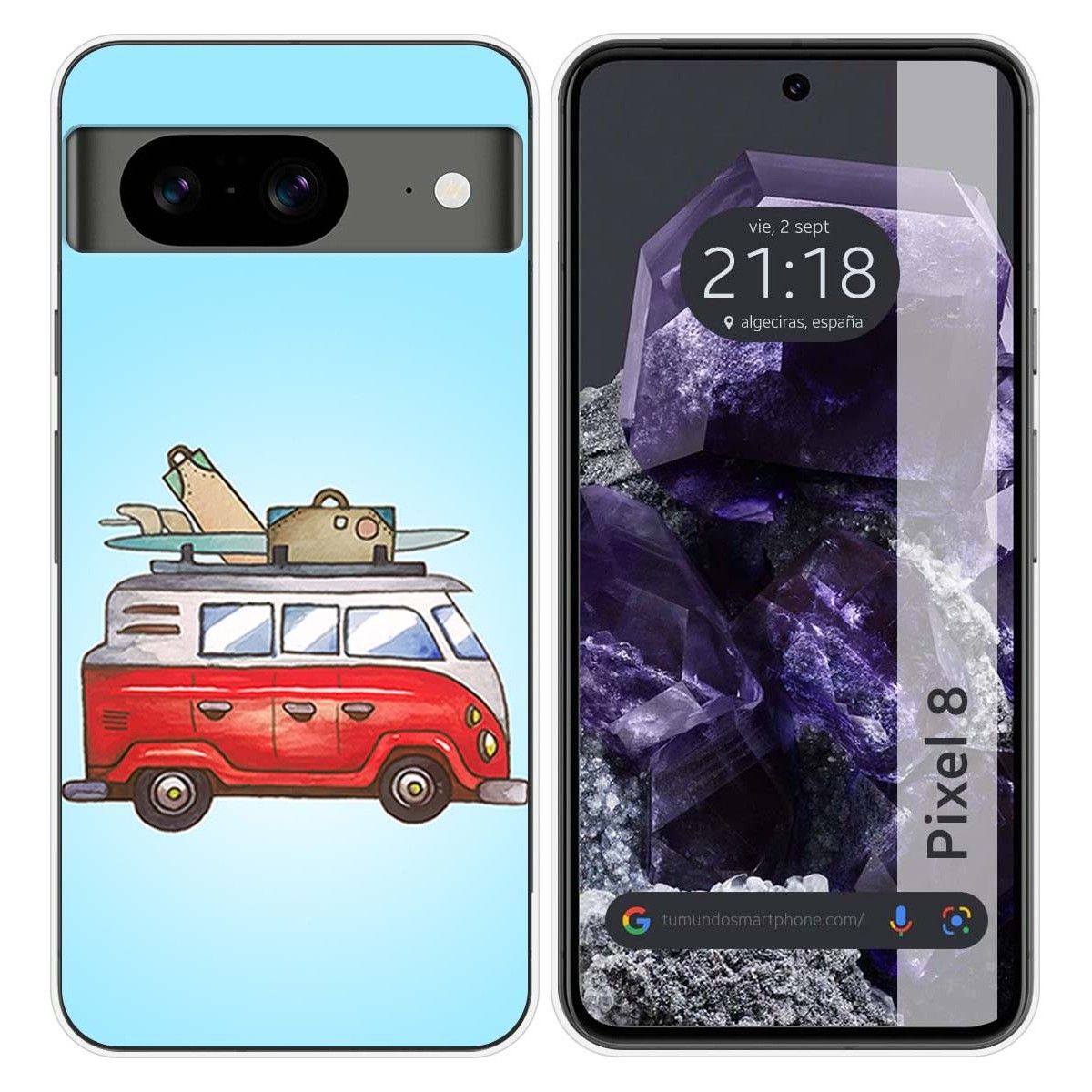 Funda Silicona para Google Pixel 8 5G diseño Furgoneta Dibujos