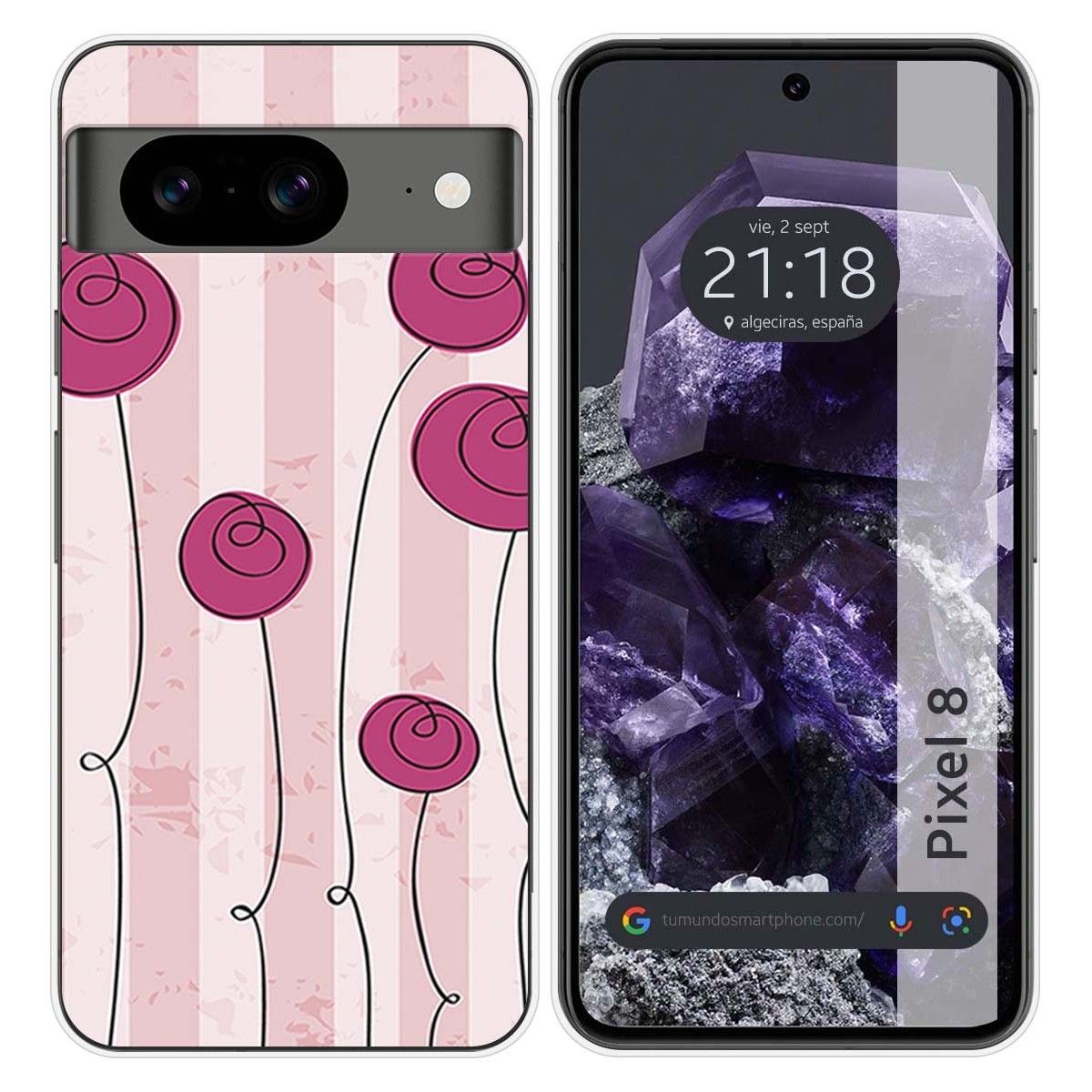 Funda Silicona para Google Pixel 8 5G diseño Flores Vintage Dibujos