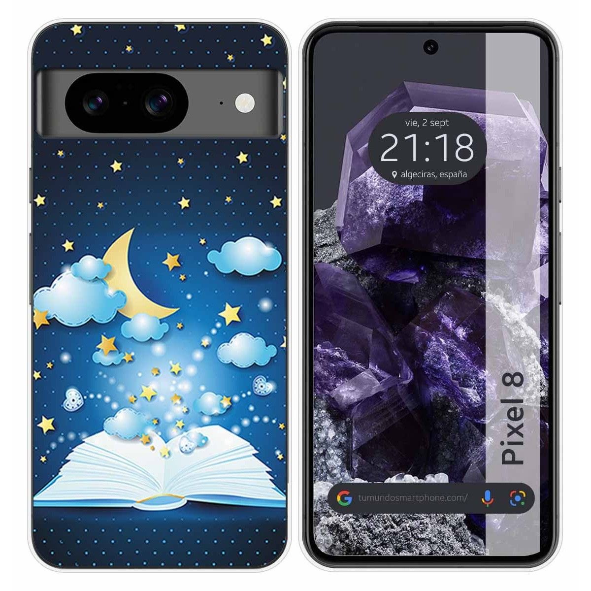 Funda Silicona para Google Pixel 8 5G diseño Libro Cuentos Dibujos