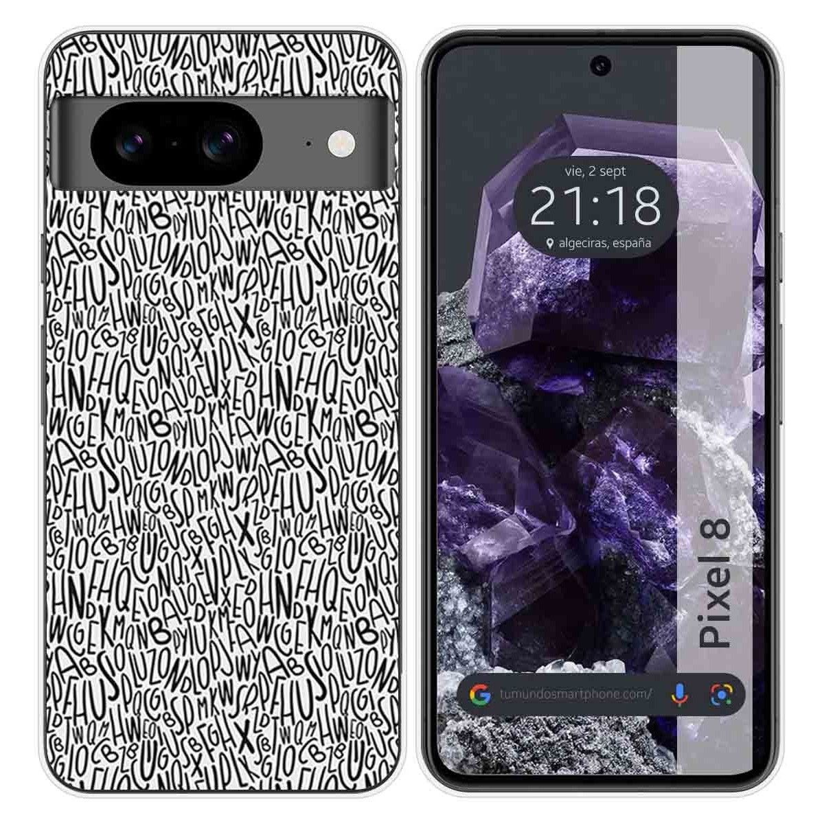 Funda Silicona para Google Pixel 8 5G diseño Letras Dibujos