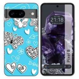 Funda Silicona para Google Pixel 8 5G diseño Mariposas Dibujos