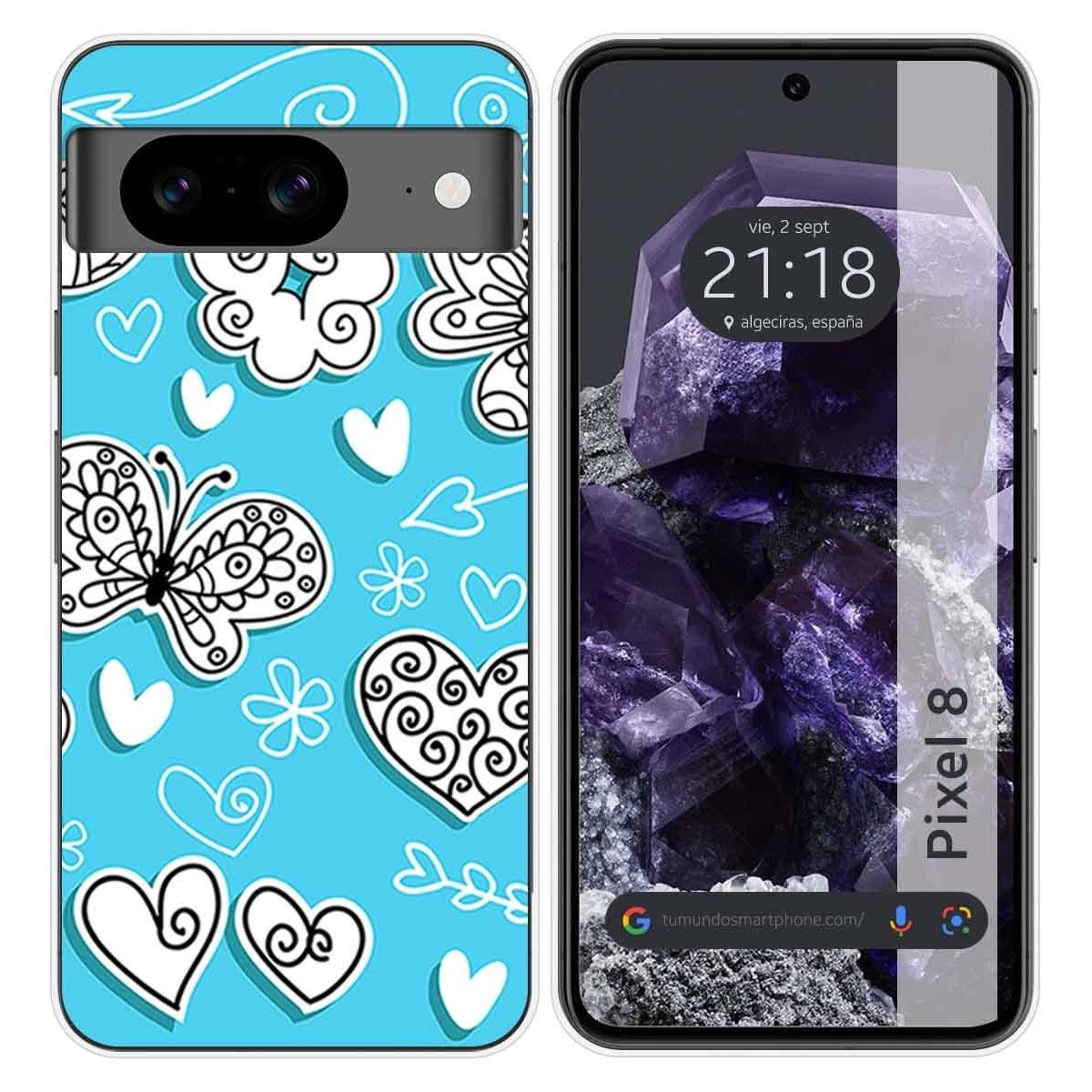 Funda Silicona para Google Pixel 8 5G diseño Mariposas Dibujos