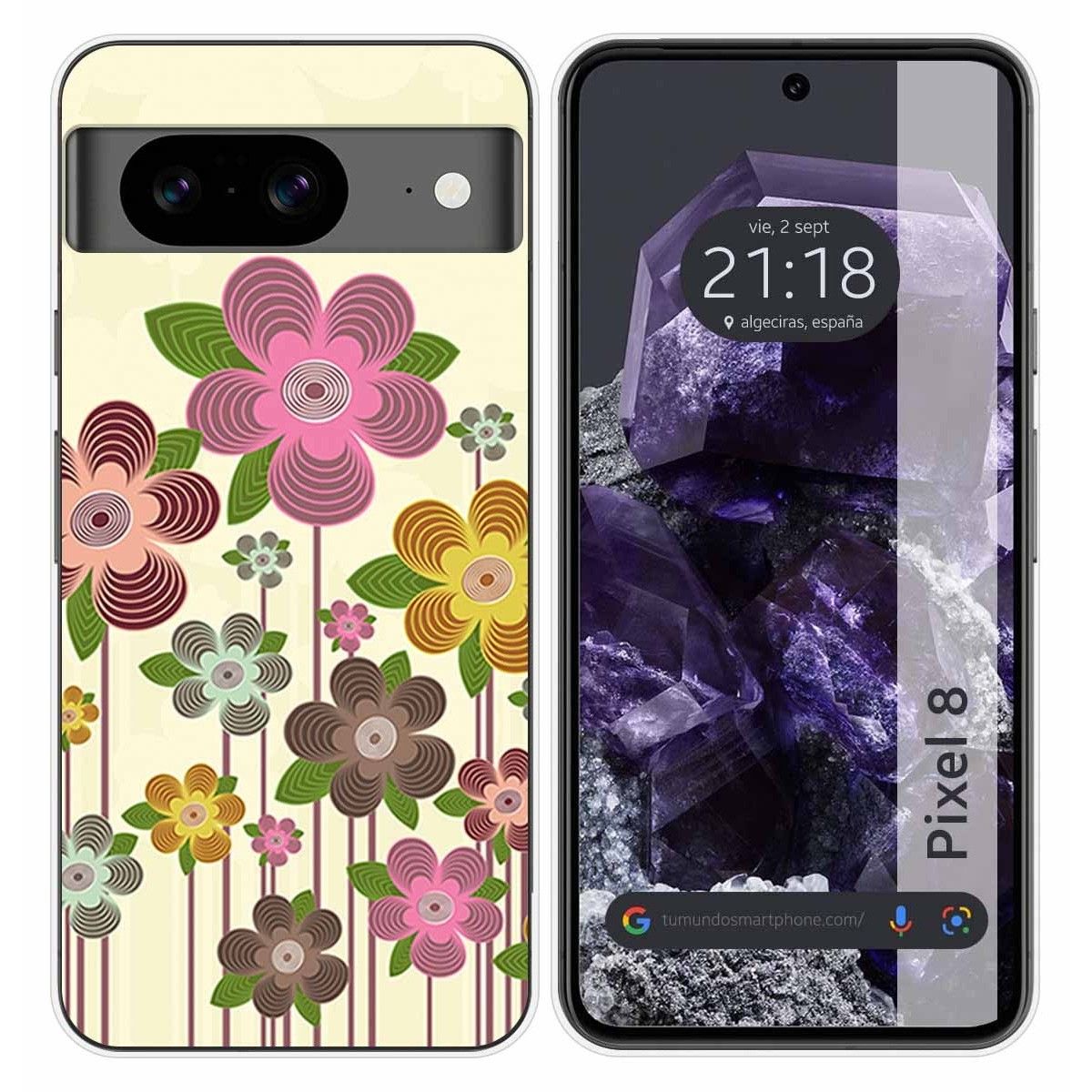 Funda Silicona para Google Pixel 8 5G diseño Primavera En Flor Dibujos