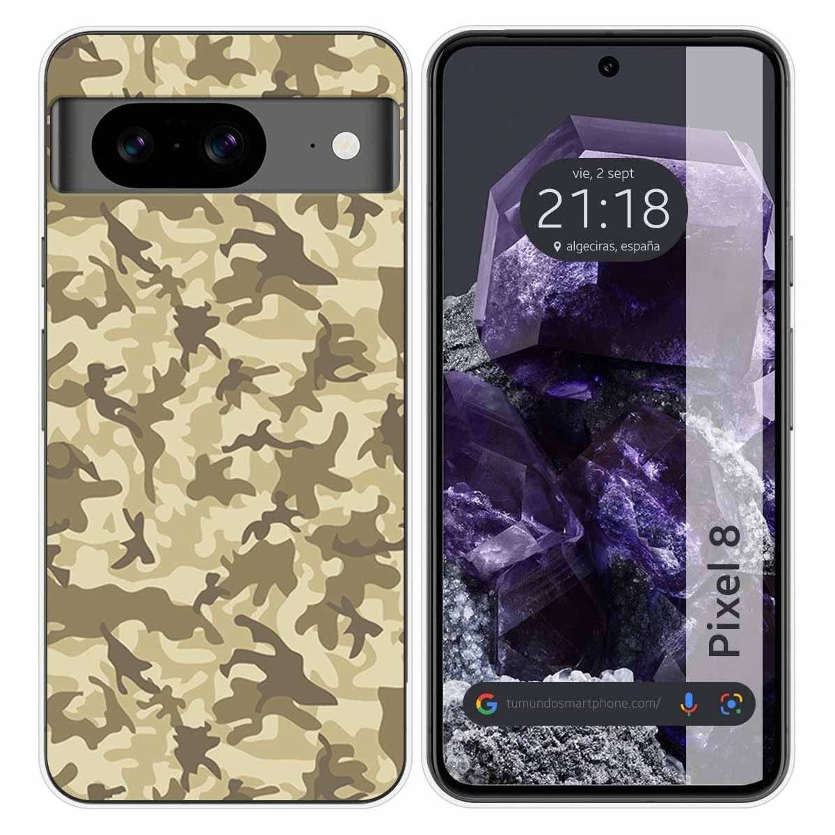 Funda Silicona para Google Pixel 8 5G diseño Sand Camuflaje Dibujos