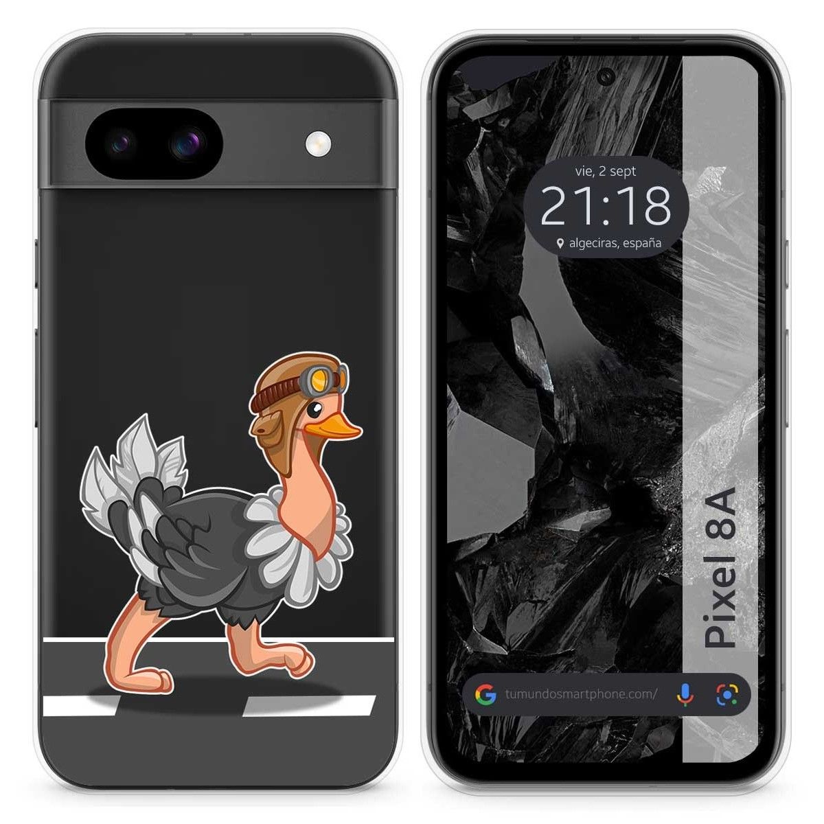 Funda Silicona Transparente para Google Pixel 8a 5G diseño Avestruz Dibujos
