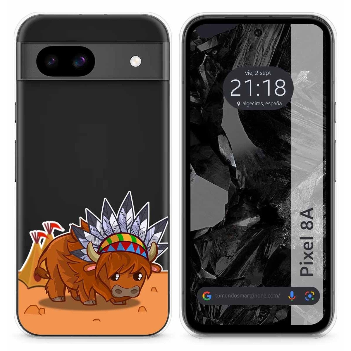 Funda Silicona Transparente para Google Pixel 8a 5G diseño Bufalo Dibujos