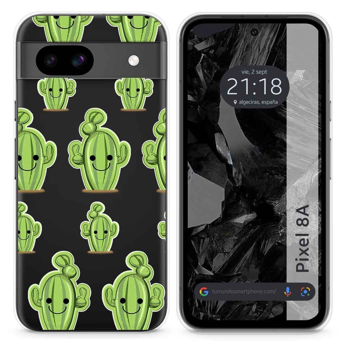 Funda Silicona Transparente para Google Pixel 8a 5G diseño Cactus Dibujos