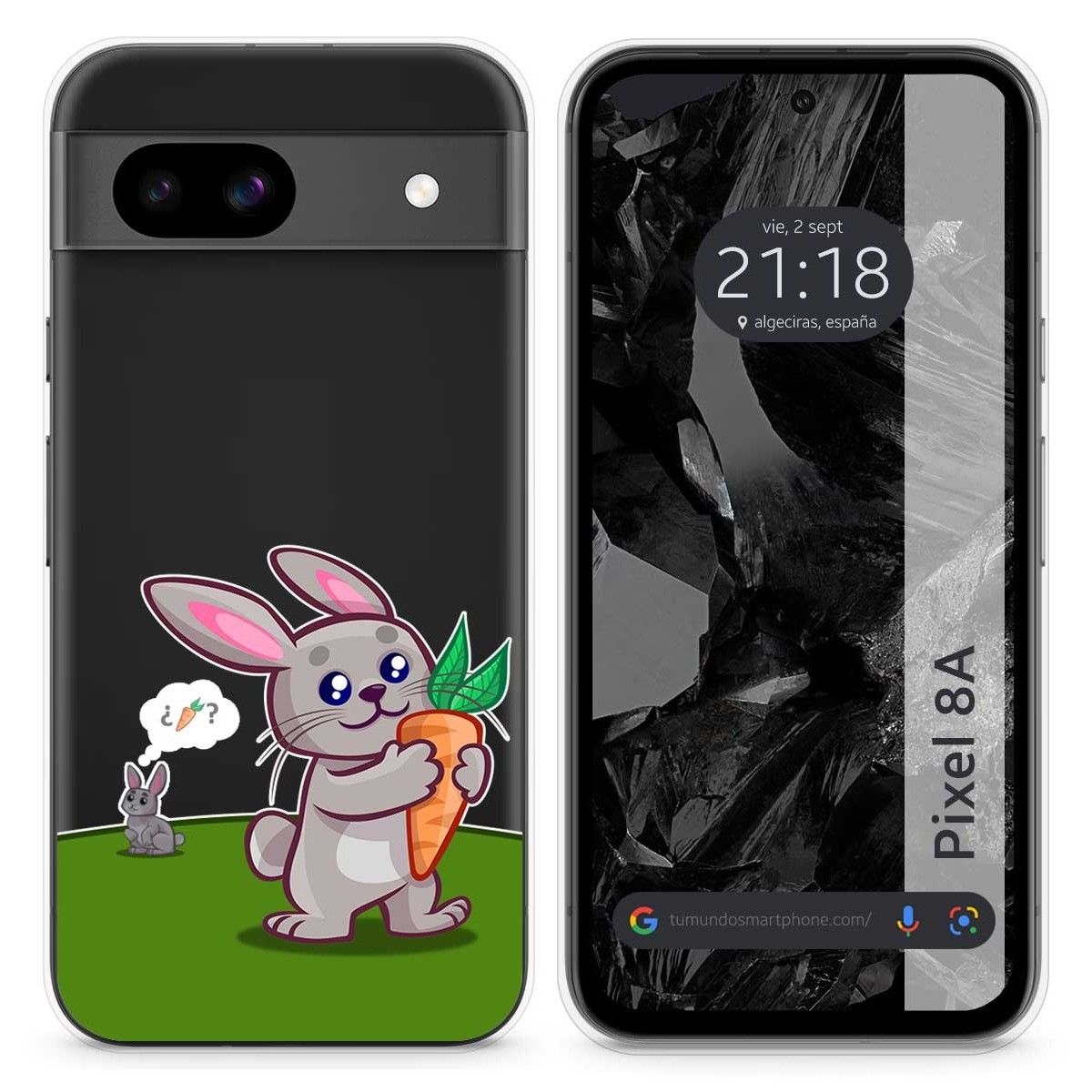 Funda Silicona Transparente para Google Pixel 8a 5G diseño Conejo Dibujos