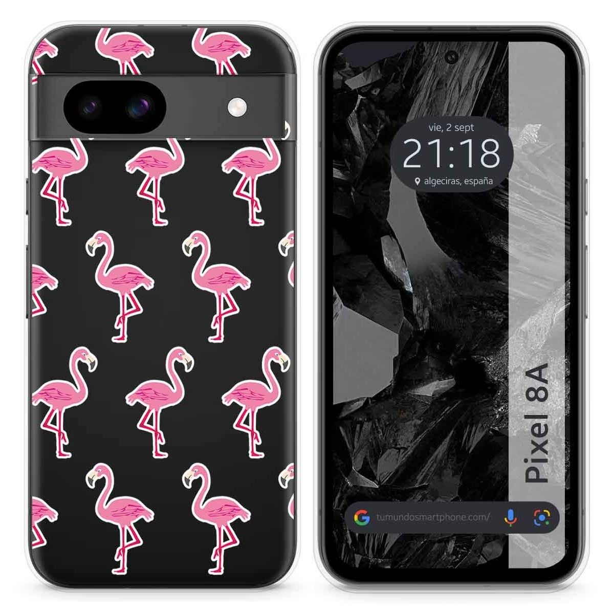 Funda Silicona Transparente para Google Pixel 8a 5G diseño Flamenco Dibujos