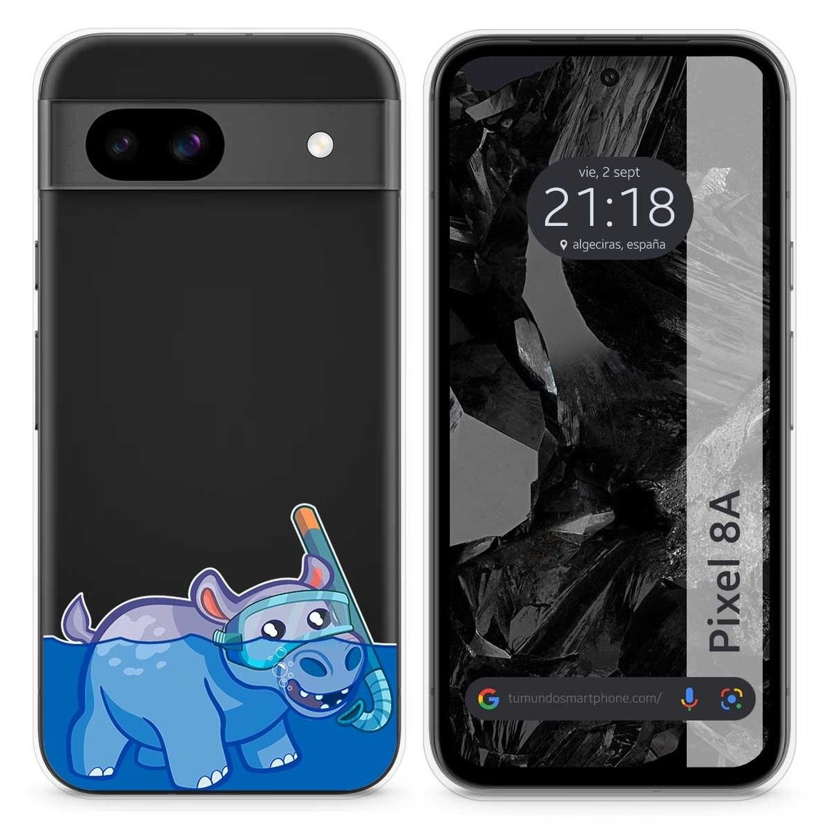 Funda Silicona Transparente para Google Pixel 8a 5G diseño Hipo Dibujos