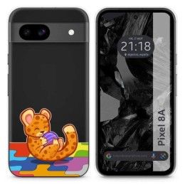 Funda Silicona Transparente para Google Pixel 8a 5G diseño Leopardo Dibujos