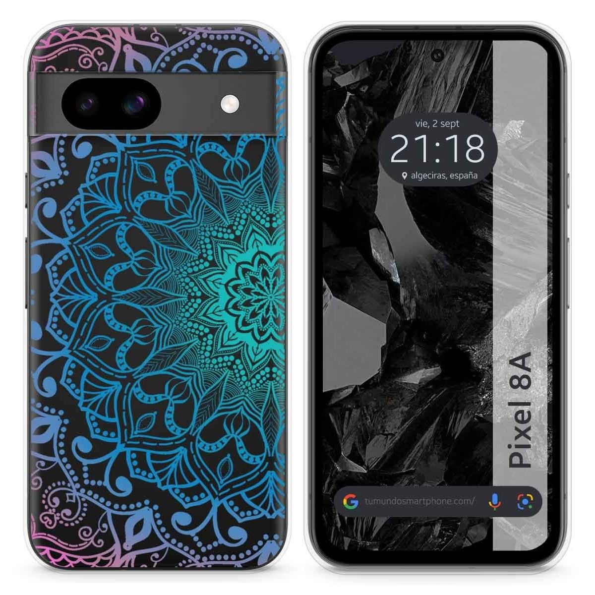 Funda Silicona Transparente para Google Pixel 8a 5G diseño Mandala Dibujos