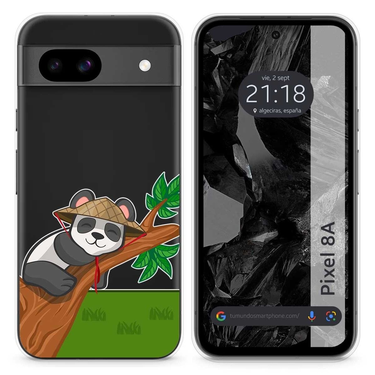 Funda Silicona Transparente para Google Pixel 8a 5G diseño Panda Dibujos