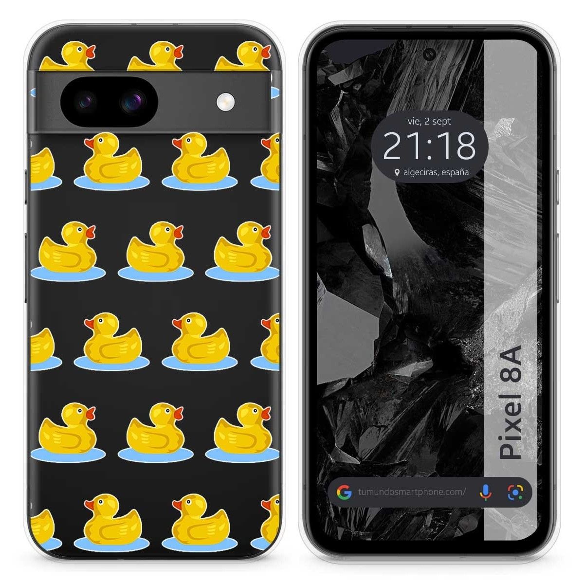 Funda Silicona Transparente para Google Pixel 8a 5G diseño Pato Dibujos