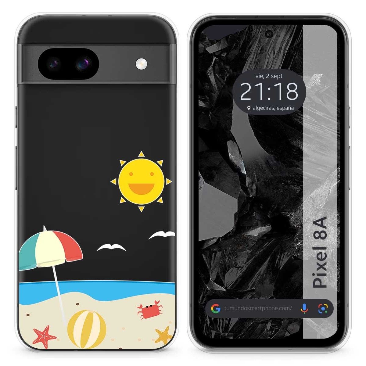 Funda Silicona Transparente para Google Pixel 8a 5G diseño Playa Dibujos